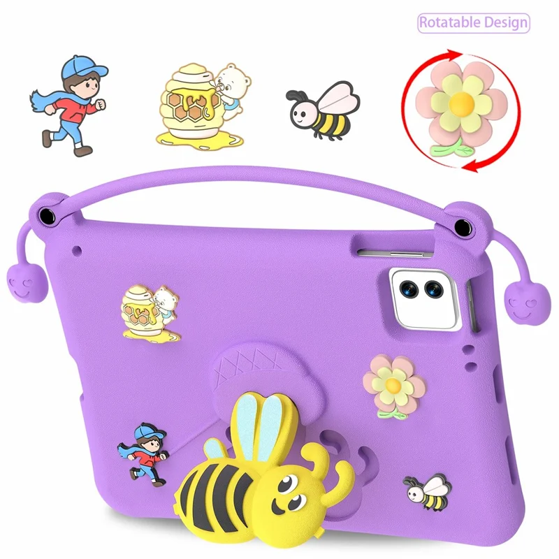 EVA Case For Xiaomi Pad 7  /  Pad 7 Pro  /  Pad 8  /  Pad 8 Pro  /  Poco Pad X1 Bee Style Kickstand Tablet Cover with Carry Handle - Purple