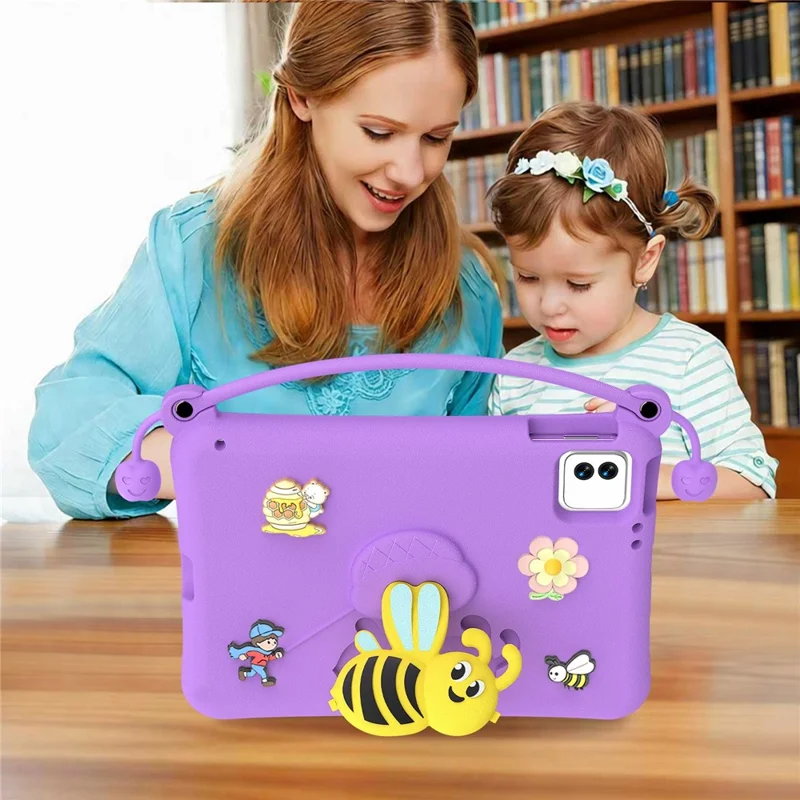 EVA Case For Xiaomi Pad 7  /  Pad 7 Pro  /  Pad 8  /  Pad 8 Pro  /  Poco Pad X1 Bee Style Kickstand Tablet Cover with Carry Handle - Purple
