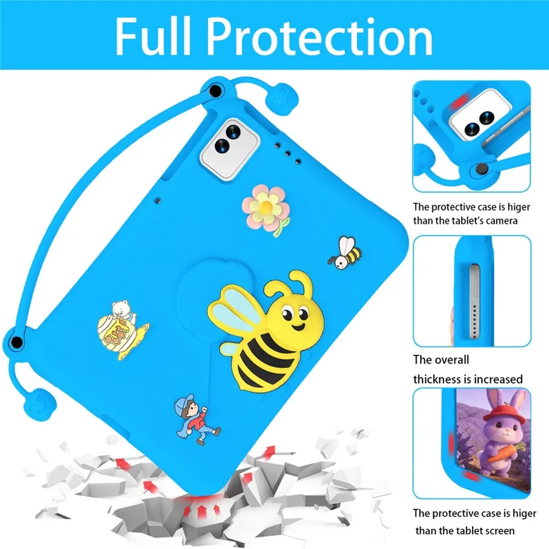 EVA Case For Honor Pad X9  /  X8a  /  X8b  /  Infinix XPAD 30E  /  TECNO Megapad 11 Bee Style Kickstand Tablet Cover with Carry Handle - Blue