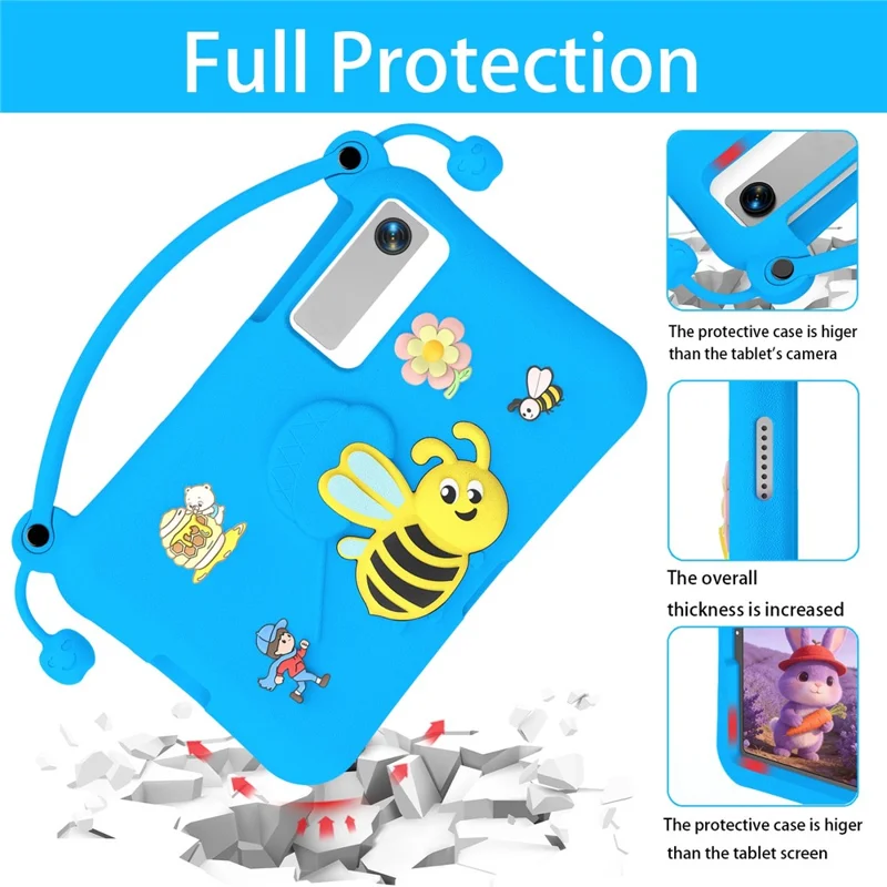For Lenovo Legion Y700 (Gen 5) / Gen 4 EVA Case Bee Style Kickstand Tablet Cover with Carry Handle - Blue
