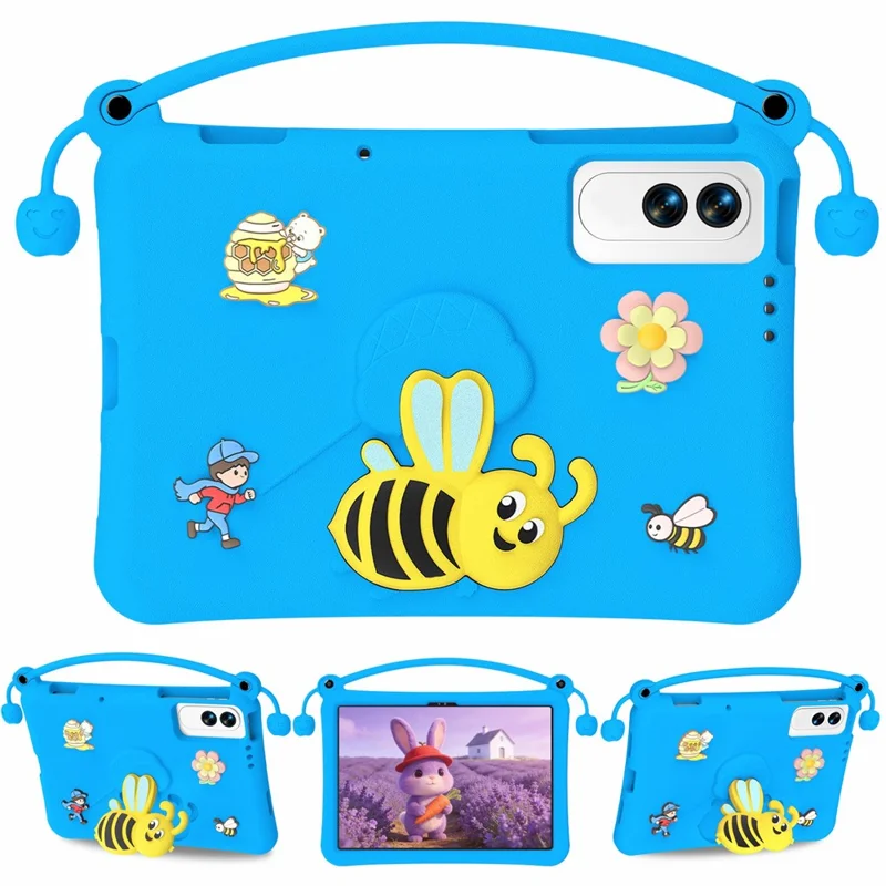 For Lenovo Yoga Tab 11.1 / TECNO Megapad SE EVA Case Bee Style Kickstand Tablet Cover with Carry Handle - Blue