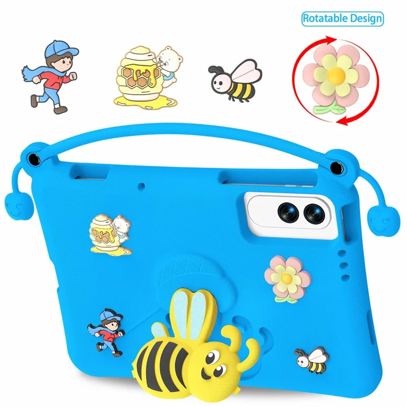 For Lenovo Yoga Tab 11.1 / TECNO Megapad SE EVA Case Bee Style Kickstand Tablet Cover with Carry Handle - Blue
