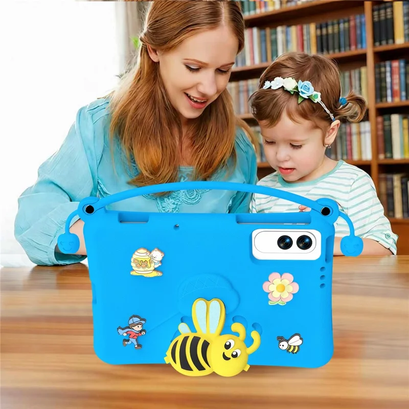 For Lenovo Yoga Tab 11.1 / TECNO Megapad SE EVA Case Bee Style Kickstand Tablet Cover with Carry Handle - Blue