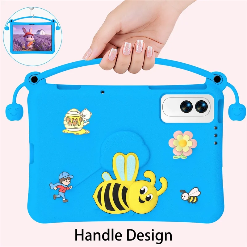 For Lenovo Yoga Tab 11.1 / TECNO Megapad SE EVA Case Bee Style Kickstand Tablet Cover with Carry Handle - Blue