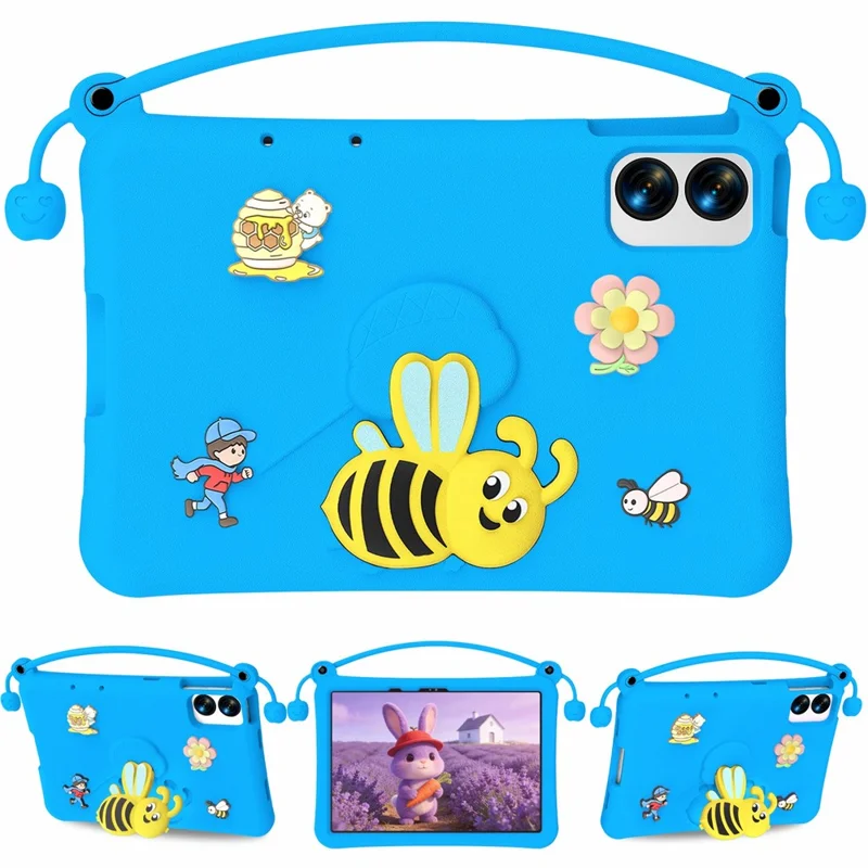 EVA Case For Xiaomi Redmi Pad Pro / Pad Pro 5G / Pad 2 Pro / Poco Pad M1 / Lenovo Idea Tab Plus / Honor Pad 10 , Bee Style Kickstand Tablet Cover with Carry Handle - Blue