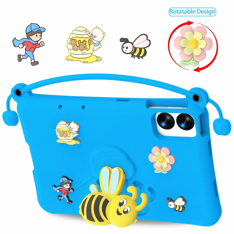 EVA Case For Xiaomi Redmi Pad Pro / Pad Pro 5G / Pad 2 Pro / Poco Pad M1 / Lenovo Idea Tab Plus / Honor Pad 10 , Bee Style Kickstand Tablet Cover with Carry Handle - Blue
