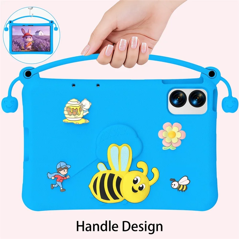 EVA Case For Xiaomi Redmi Pad Pro / Pad Pro 5G / Pad 2 Pro / Poco Pad M1 / Lenovo Idea Tab Plus / Honor Pad 10 , Bee Style Kickstand Tablet Cover with Carry Handle - Blue