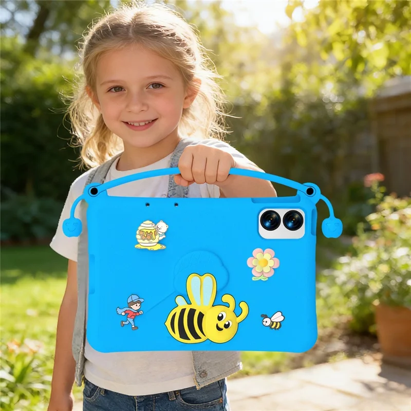 EVA Case For Xiaomi Redmi Pad Pro / Pad Pro 5G / Pad 2 Pro / Poco Pad M1 / Lenovo Idea Tab Plus / Honor Pad 10 , Bee Style Kickstand Tablet Cover with Carry Handle - Blue