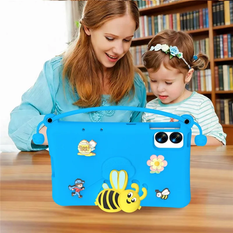 EVA Case For Xiaomi Redmi Pad Pro / Pad Pro 5G / Pad 2 Pro / Poco Pad M1 / Lenovo Idea Tab Plus / Honor Pad 10 , Bee Style Kickstand Tablet Cover with Carry Handle - Blue