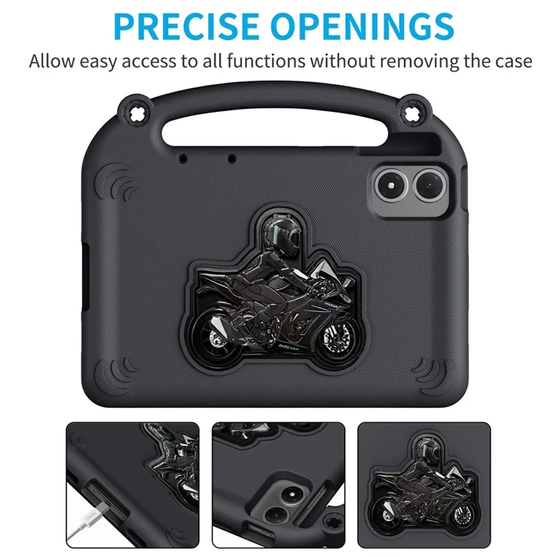 Funda para tablet para Xiaomi Redmi Pad Pro / Pad Pro 5G / Pad 2 Pro / Poco Pad M1 / Lenovo Idea Tab Plus / Honor Pad 10, funda resistente con soporte de motocicleta y asa - Negro