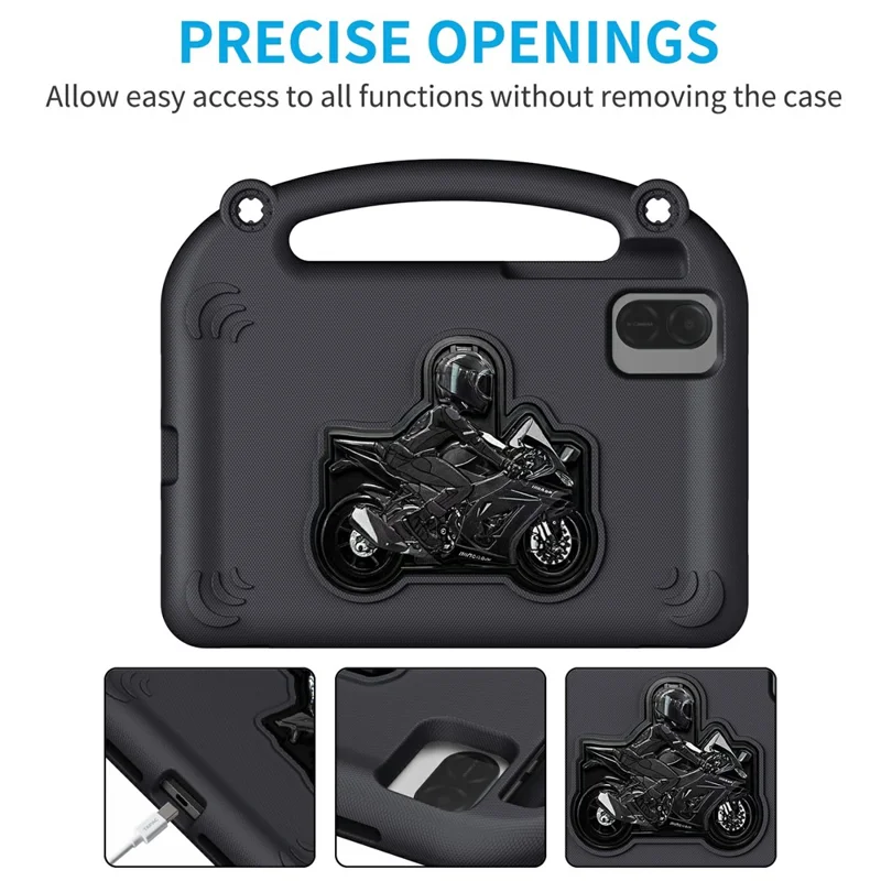 Coque de Tablette pour Honor Pad X10 Pro / X9 / X9a / X8 Pro / X8a / X8b, Étui Anti-chute à Pieds Pivotant Motard avec Poignée - Noir