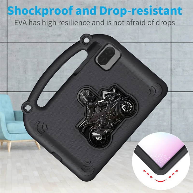 Coque de Tablette pour Honor Pad X10 Pro / X9 / X9a / X8 Pro / X8a / X8b, Étui Anti-chute à Pieds Pivotant Motard avec Poignée - Noir