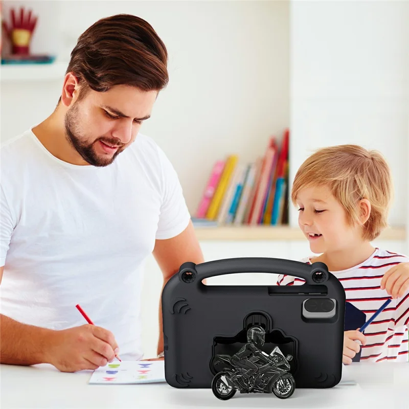 Coque de Tablette pour Honor Pad X10 Pro / X9 / X9a / X8 Pro / X8a / X8b, Étui Anti-chute à Pieds Pivotant Motard avec Poignée - Noir