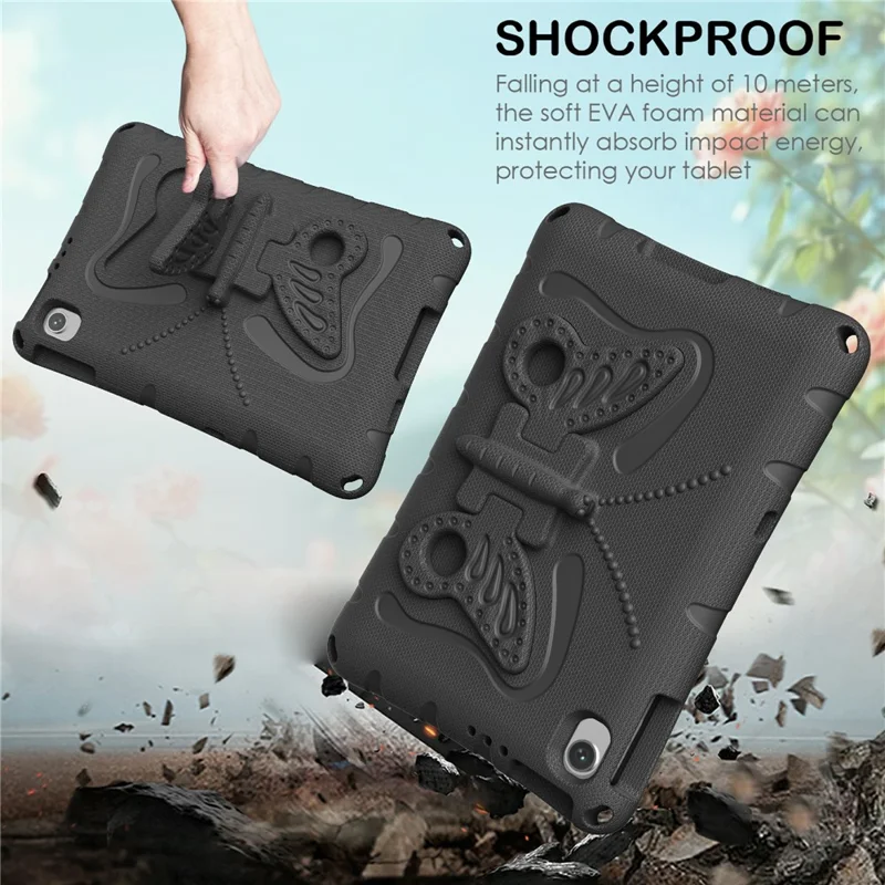 For Xiaomi Redmi Pad 2 SE / Pad 2 9.7 Case Butterfly Kickstand EVA Tablet Cover with Shoulder Strap - Black
