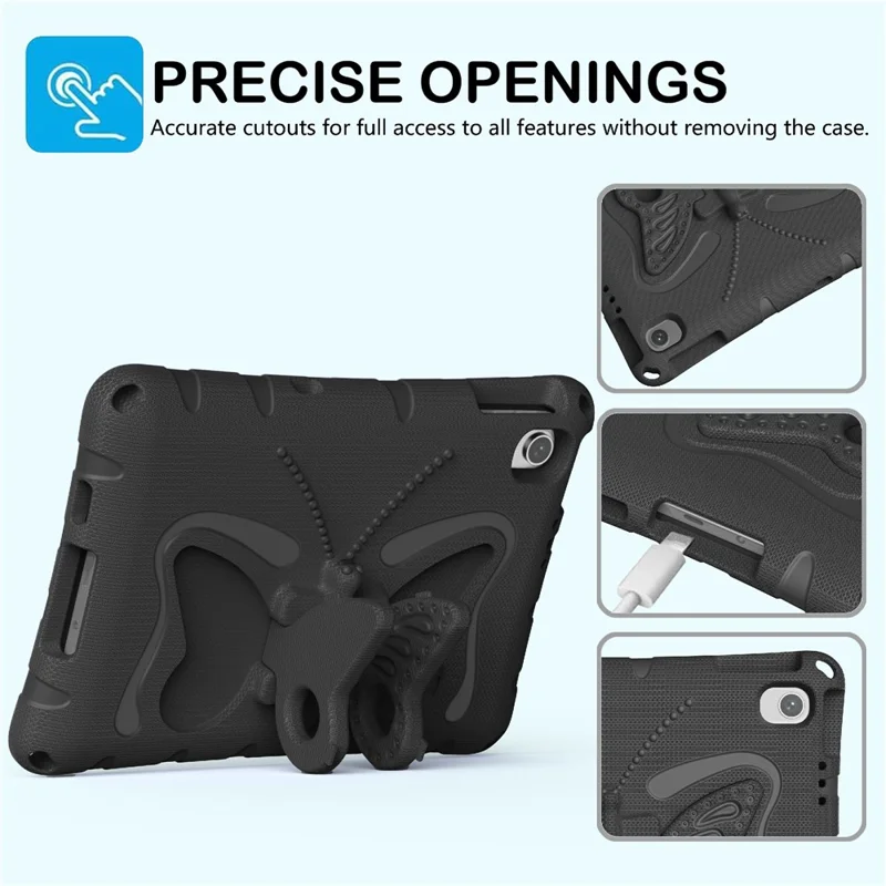 For Xiaomi Redmi Pad 2 SE / Pad 2 9.7 Case Butterfly Kickstand EVA Tablet Cover with Shoulder Strap - Black