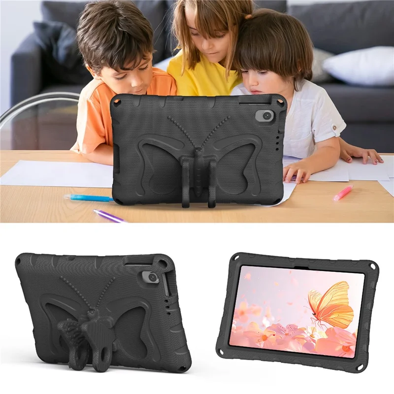 For Xiaomi Redmi Pad 2 SE / Pad 2 9.7 Case Butterfly Kickstand EVA Tablet Cover with Shoulder Strap - Black