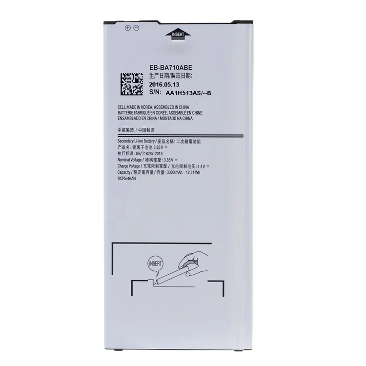 For Samsung Galaxy A7 (2016) 4G 3.85V 3300mAh Rechargeable Li-ion Battery Part (Encode: EB-BA710ABE) (without Logo)