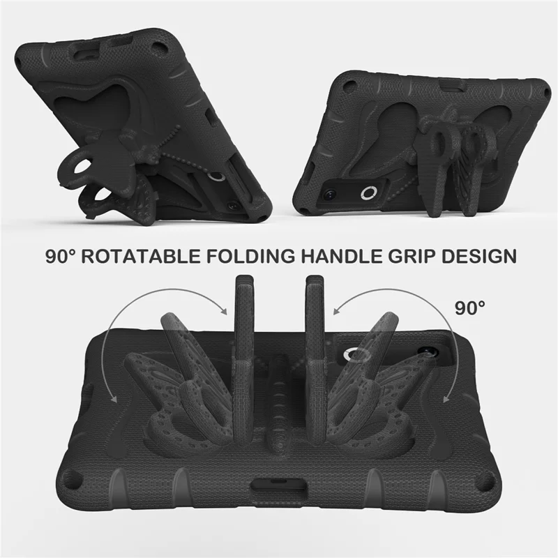 For Lenovo Legion Y700 (Gen 5) / Y700 Gen 4 Case Butterfly Kickstand EVA Tablet Cover with Shoulder Strap - Black