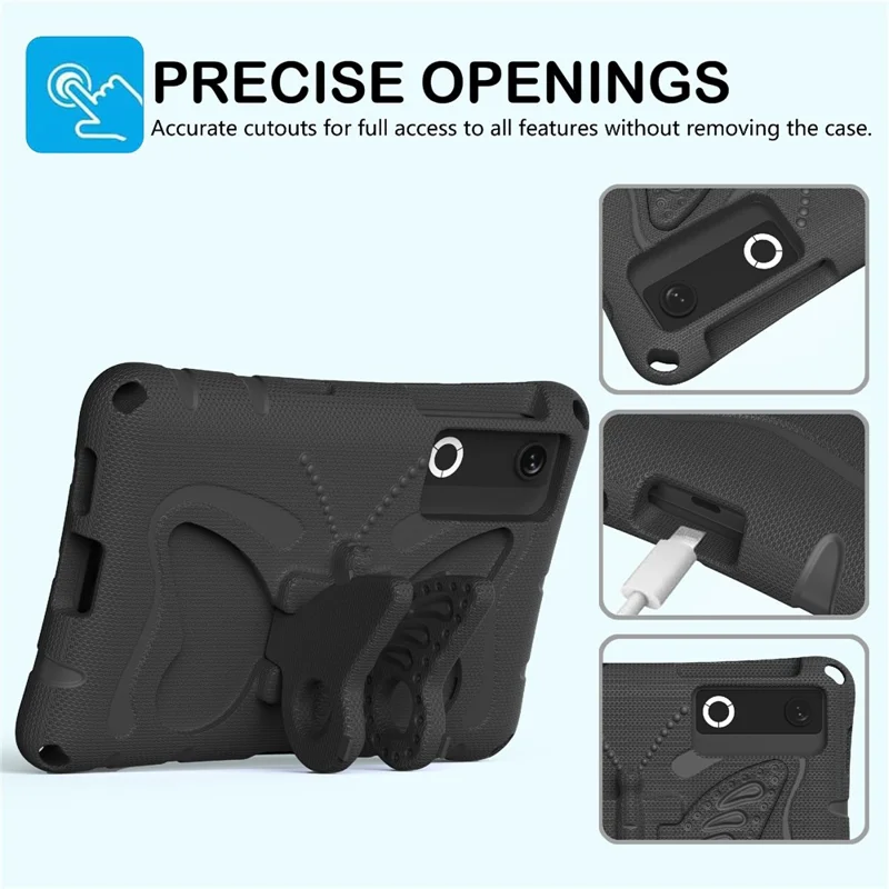 For Lenovo Legion Y700 (Gen 5) / Y700 Gen 4 Case Butterfly Kickstand EVA Tablet Cover with Shoulder Strap - Black