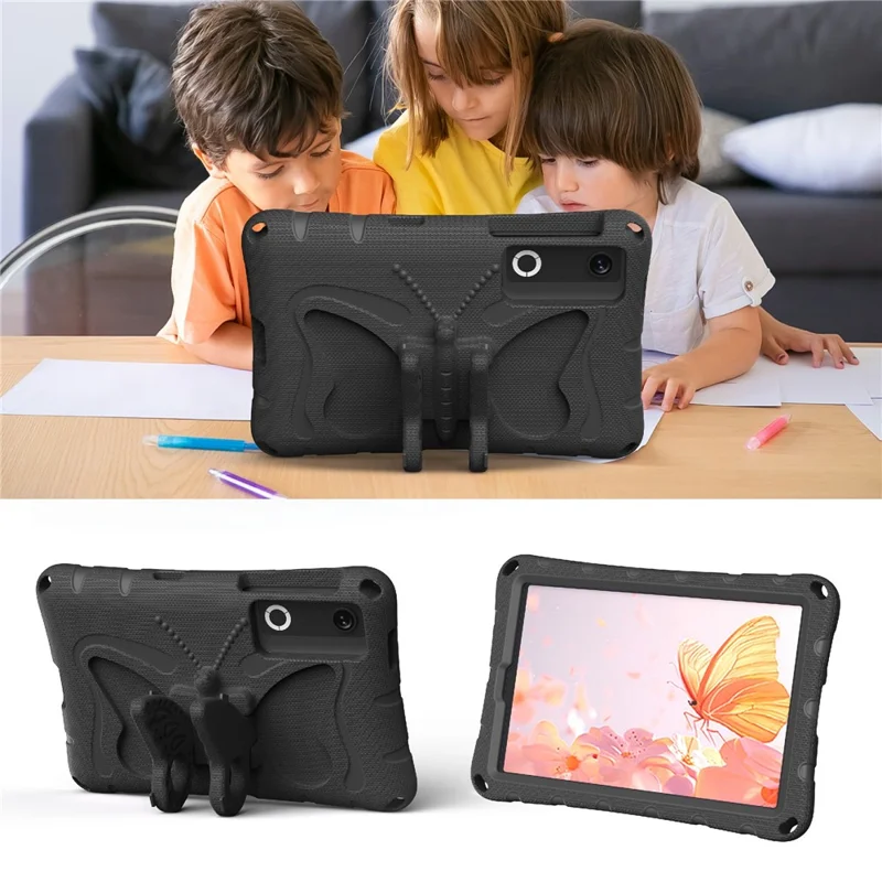 For Lenovo Legion Y700 (Gen 5) / Y700 Gen 4 Case Butterfly Kickstand EVA Tablet Cover with Shoulder Strap - Black
