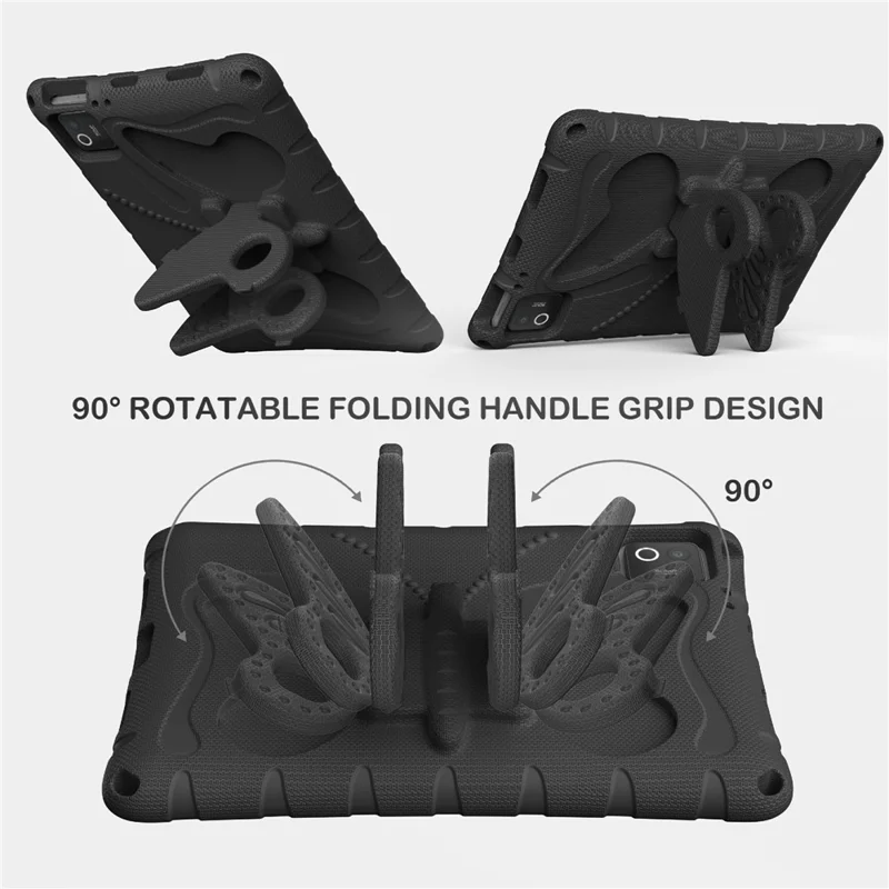 Tablet Case For Xiaomi Poco Pad X1 / Pad 8 / Pad 8 Pro / Pad 7 / Pad 7 Pro , Butterfly Kickstand EVA Cover with Shoulder Strap - Black