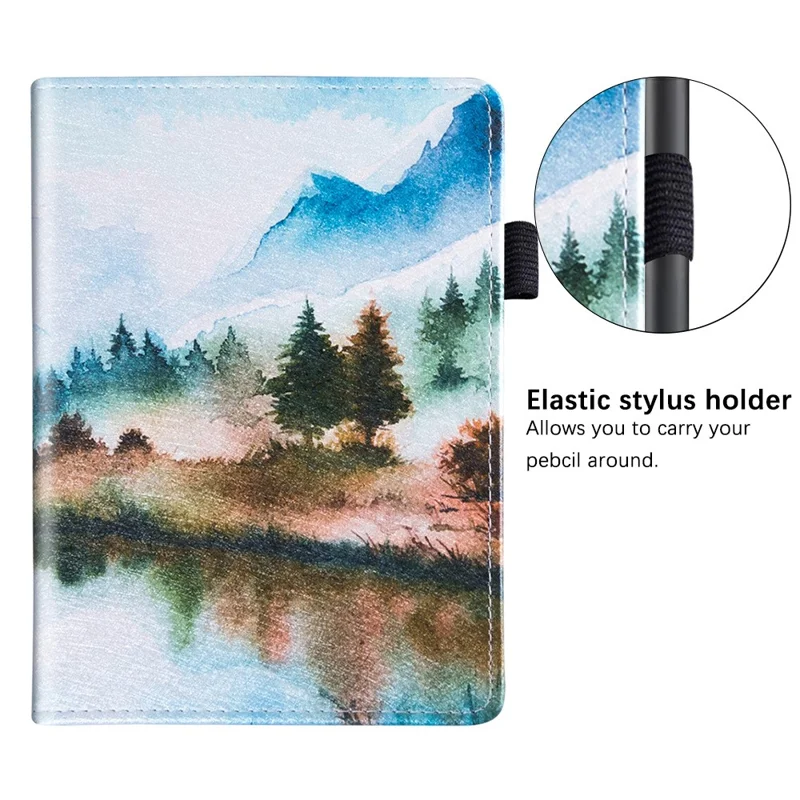 For Amazon Kindle Paperwhite (2024) / Kindle Colorsoft E-Reader Case Pattern Print Stand Leather Flip Cover - Landscape Painting