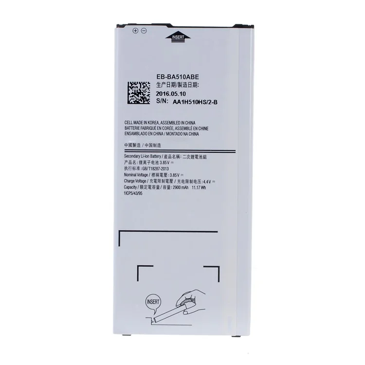 For Samsung Galaxy A5 SM-A510F (2016) 3.85V 2900mAh Rechargeable Li-ion Battery Part (Encode: EB-BA510ABE) (without Logo)