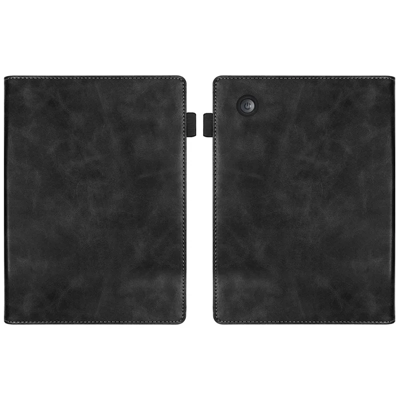 For Kobo Clara Colour / Clara BW Case Kickstand PU Leather E-Reader Cover with Hand Strap - Black