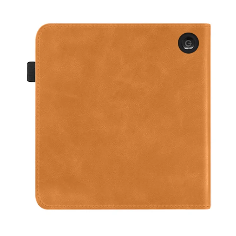 For Kobo Libra Colour Case Kickstand PU Leather E-Reader Cover with Hand Strap - Brown