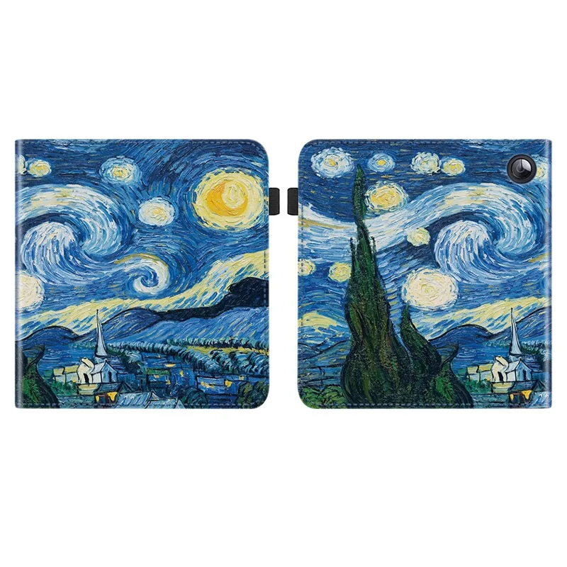 For Kobo Libra Colour E-Reader Case Pattern Print Stand Leather Flip Cover - Starry Sky