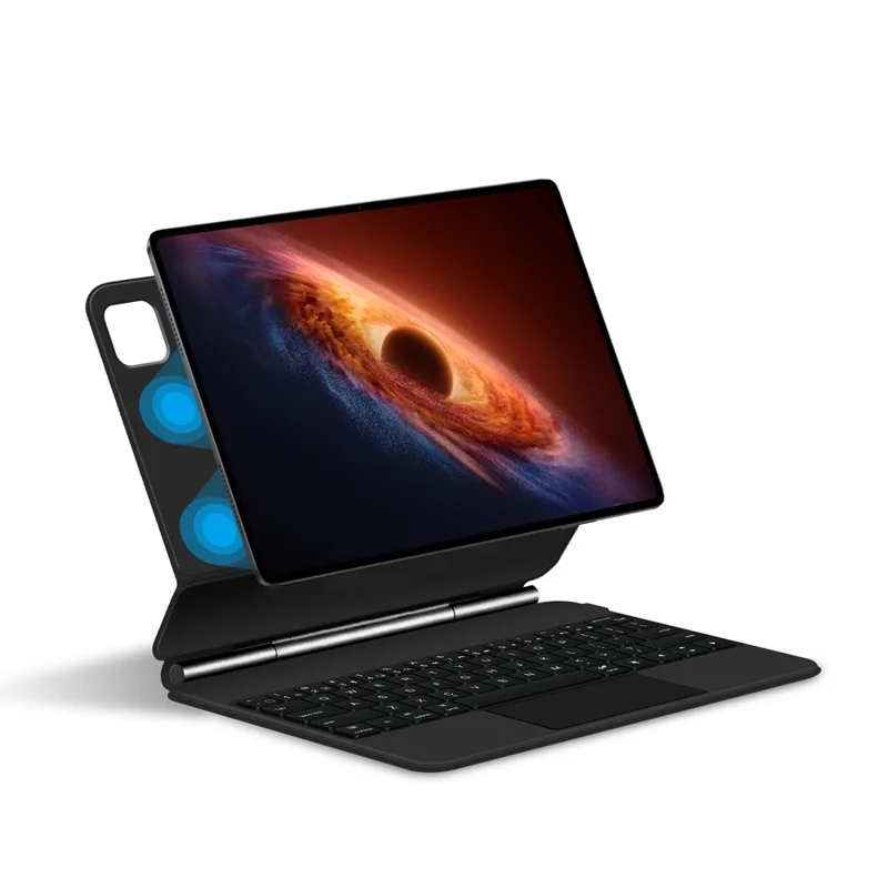 For Honor MagicPad 3 Pro 12.3 Magnetic Floating Bluetooth-Compatible Keyboard (English) + Leather Tablet Case - Black