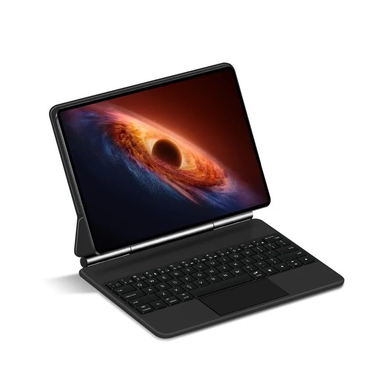 For Honor MagicPad 3 Pro 12.3 Magnetic Floating Bluetooth-Compatible Keyboard (English) + Leather Tablet Case - Black