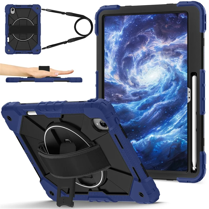 Coque pour Lenovo Idea Tab Pro Gen 2 / Xiaoxin Pad Pro 13 en silicone + PC avec support pivotant et dragonne - Bleu marine / Noir