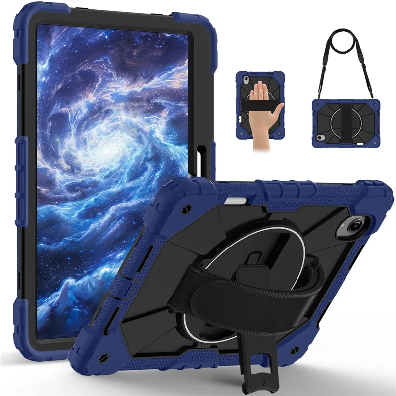 Coque pour Lenovo Idea Tab Pro Gen 2 / Xiaoxin Pad Pro 13 en silicone + PC avec support pivotant et dragonne - Bleu marine / Noir