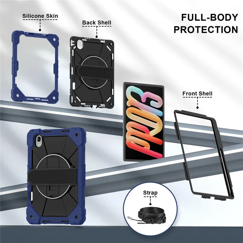 Coque pour Lenovo Idea Tab Pro Gen 2 / Xiaoxin Pad Pro 13 en silicone + PC avec support pivotant et dragonne - Bleu marine / Noir