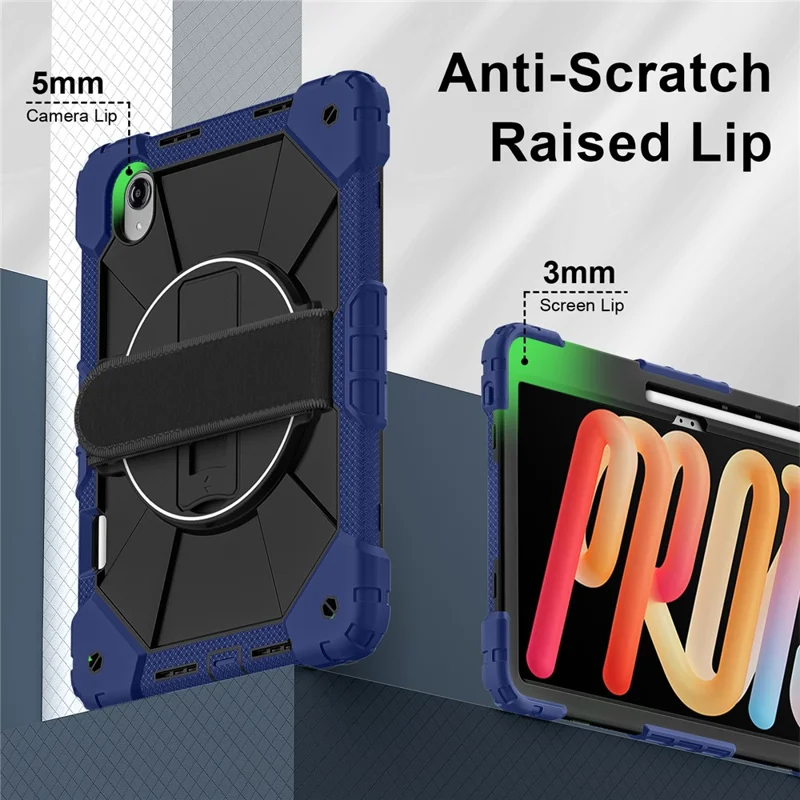 Coque pour Lenovo Idea Tab Pro Gen 2 / Xiaoxin Pad Pro 13 en silicone + PC avec support pivotant et dragonne - Bleu marine / Noir