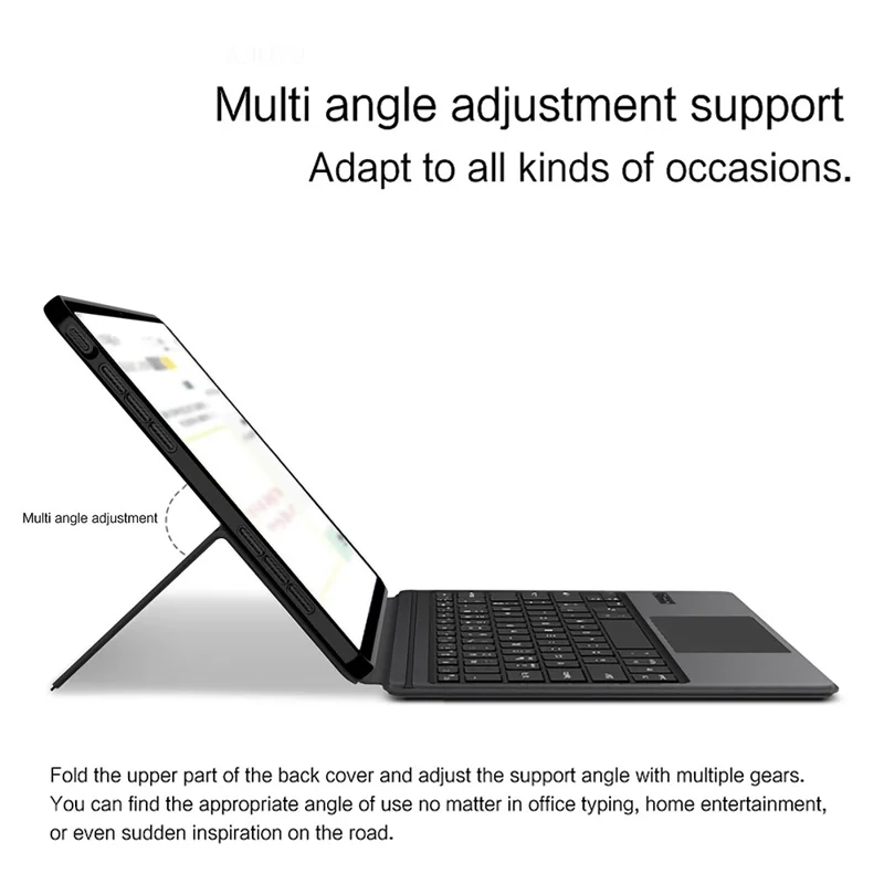 For Lenovo Legion Y900 Leather Case + Touchpad Bluetooth-Compatible Keyboard (without Backlit) - Black