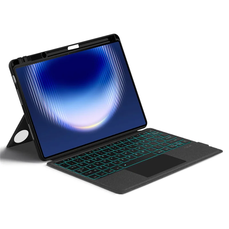For Huawei MatePad Pro Max Leather Case + Bluetooth-Compatible Keyboard with Backlight Trackpad - Black