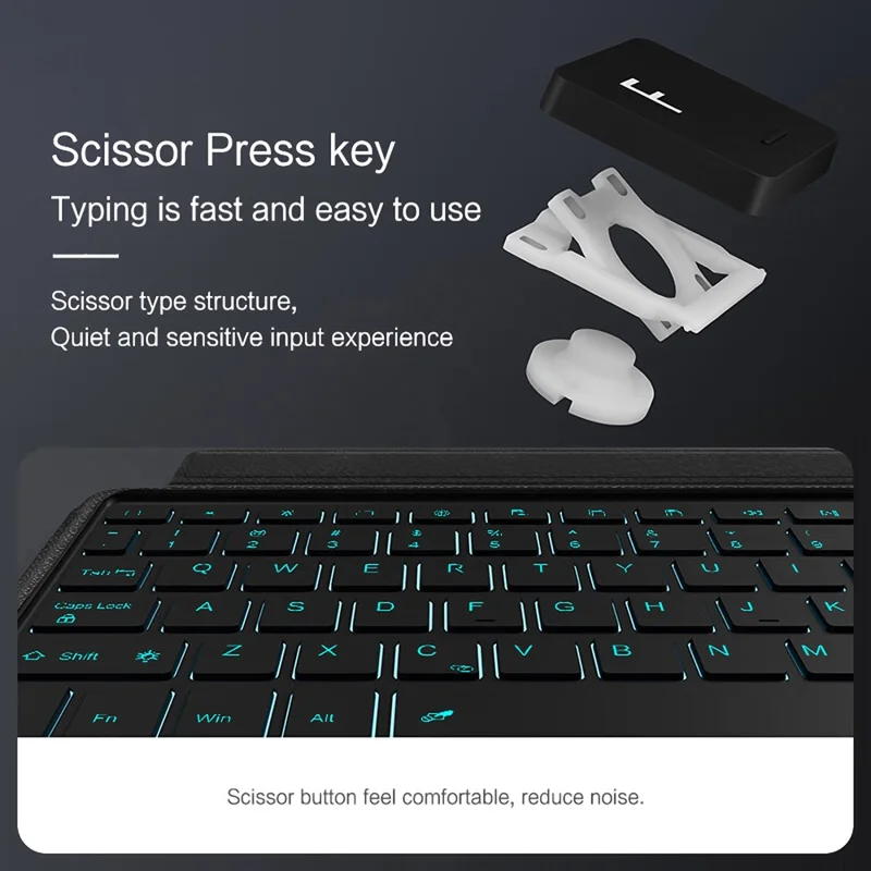 For Huawei MatePad Pro Max Leather Case + Bluetooth-Compatible Keyboard with Backlight Trackpad - Black