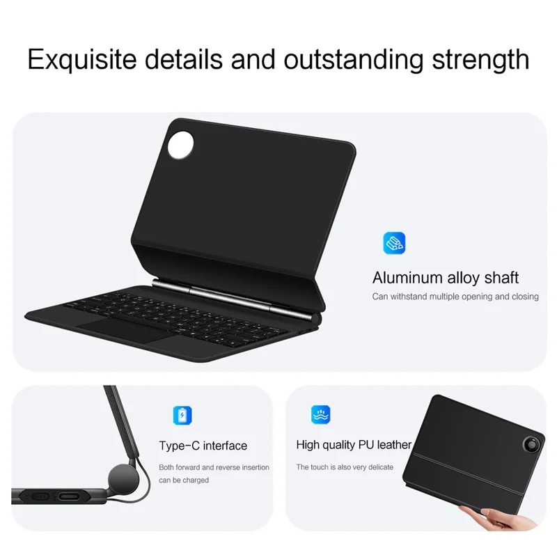 For Huawei MatePad Pro Max Magnetic Floating Bluetooth-Compatible Keyboard (English) + Leather Tablet Case - Black
