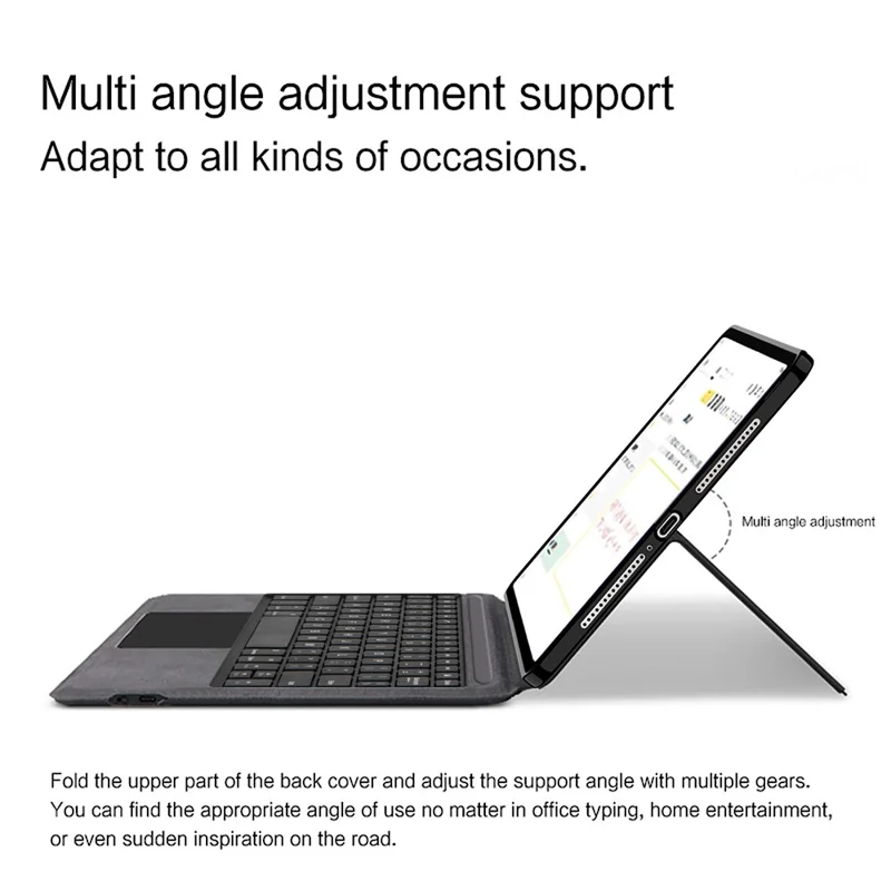 For Oppo Pad 6 Leather Case + Touchpad Bluetooth-Compatible Keyboard (without Backlit) - Black