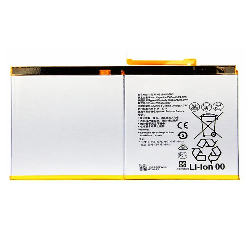 For Huawei MediaPad M3 Lite 10 BAH-AL00 BAH-W09 BAH-L09 3.80V 6500mAh Li-Polymer Battery Assembly Part (Without Logo) (Encode: HB26A510EBC)