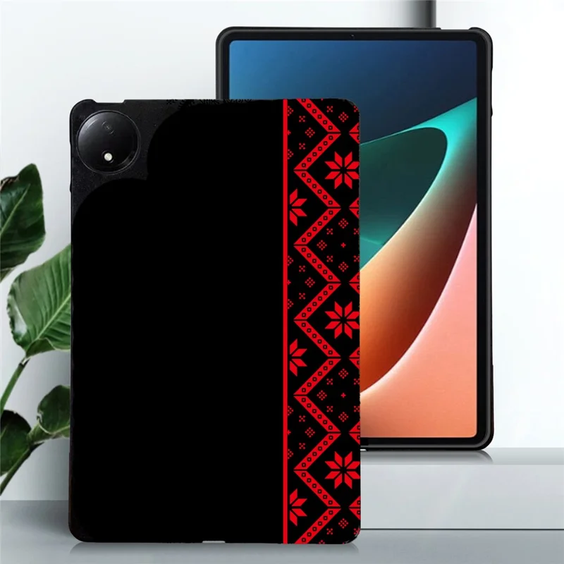 For Xiaomi Redmi Pad SE 4G 8.7 inch  Case Pattern Printing Soft TPU Tablet Cover - Red Ethnic Pattern