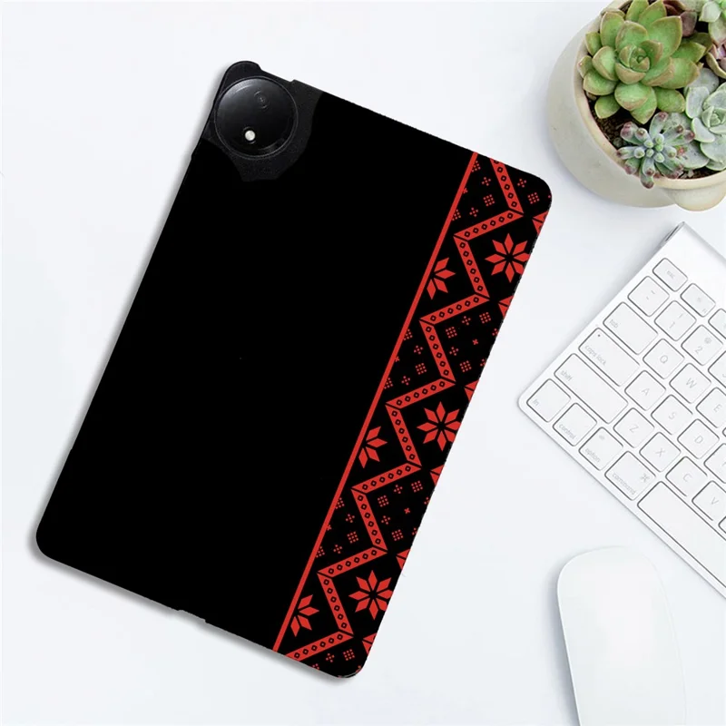 For Xiaomi Redmi Pad SE 4G 8.7 inch  Case Pattern Printing Soft TPU Tablet Cover - Red Ethnic Pattern