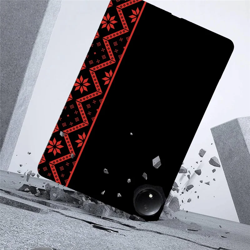 For Xiaomi Redmi Pad SE 4G 8.7 inch  Case Pattern Printing Soft TPU Tablet Cover - Red Ethnic Pattern