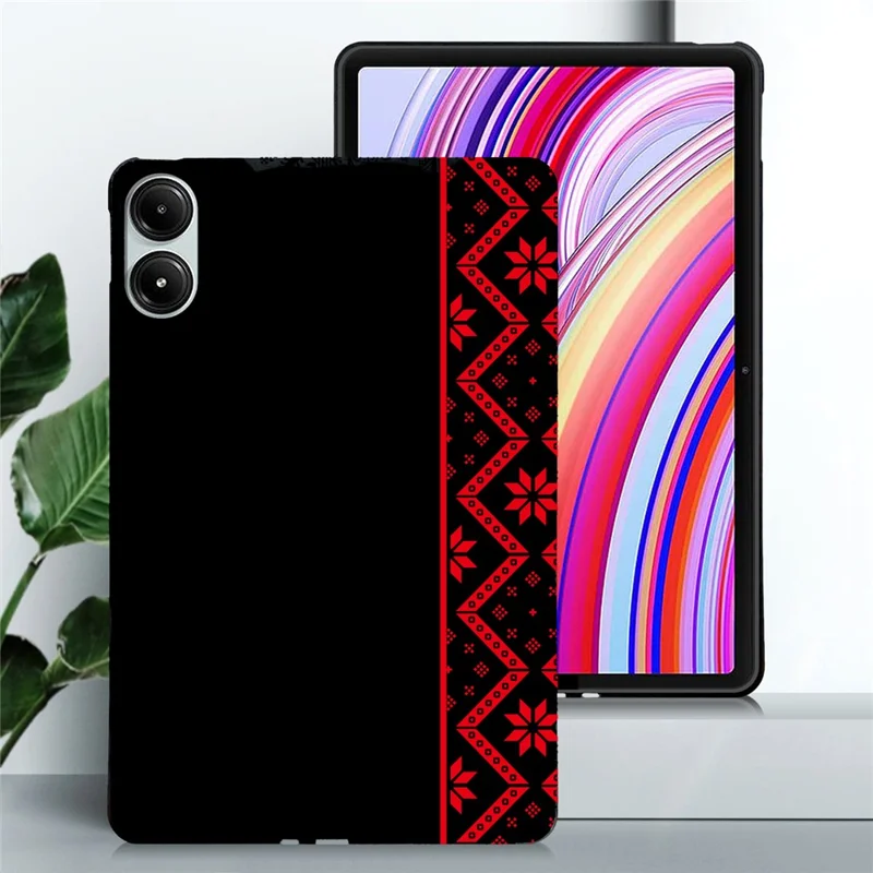 Tablet Case for Xiaomi Poco Pad 4G / Redmi Pad Pro / Pad Pro 5G Pattern Printing Soft TPU Cover - Red Ethnic Pattern