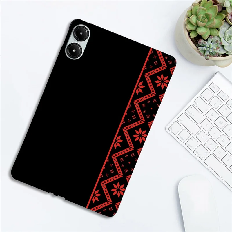 Tablet Case for Xiaomi Poco Pad 4G / Redmi Pad Pro / Pad Pro 5G Pattern Printing Soft TPU Cover - Red Ethnic Pattern