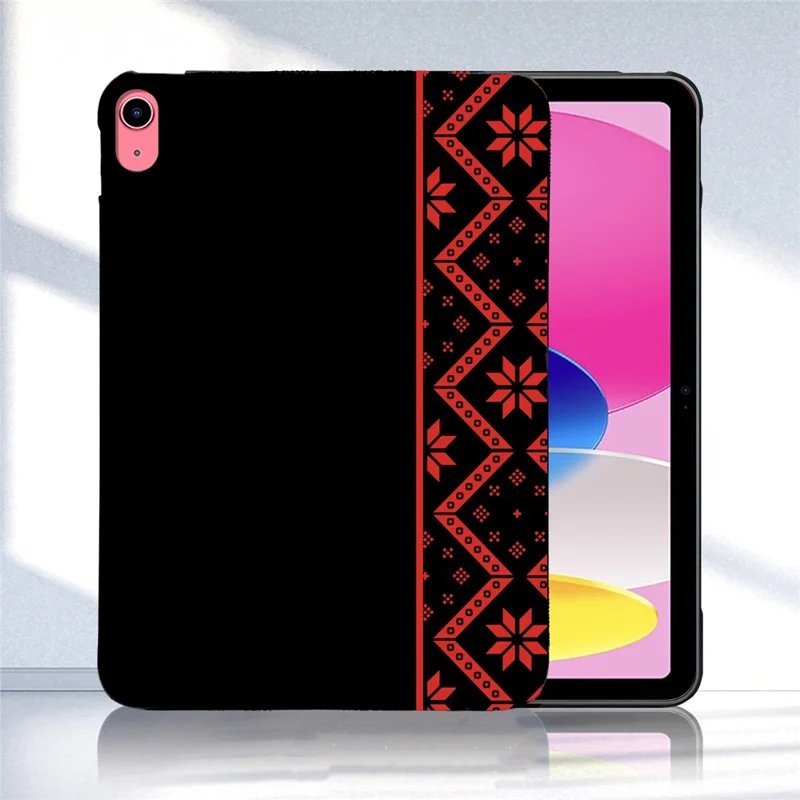 For iPad (2025) / iPad 10.9 (2022) Case Pattern Printing Soft TPU Tablet Cover - Red Ethnic Pattern