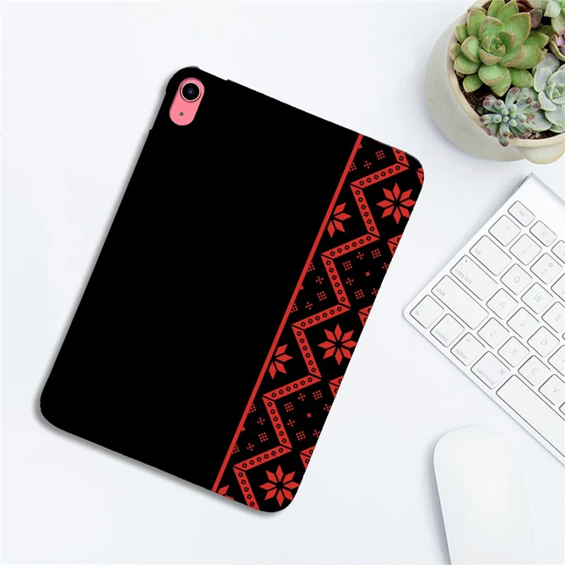 For iPad (2025) / iPad 10.9 (2022) Case Pattern Printing Soft TPU Tablet Cover - Red Ethnic Pattern