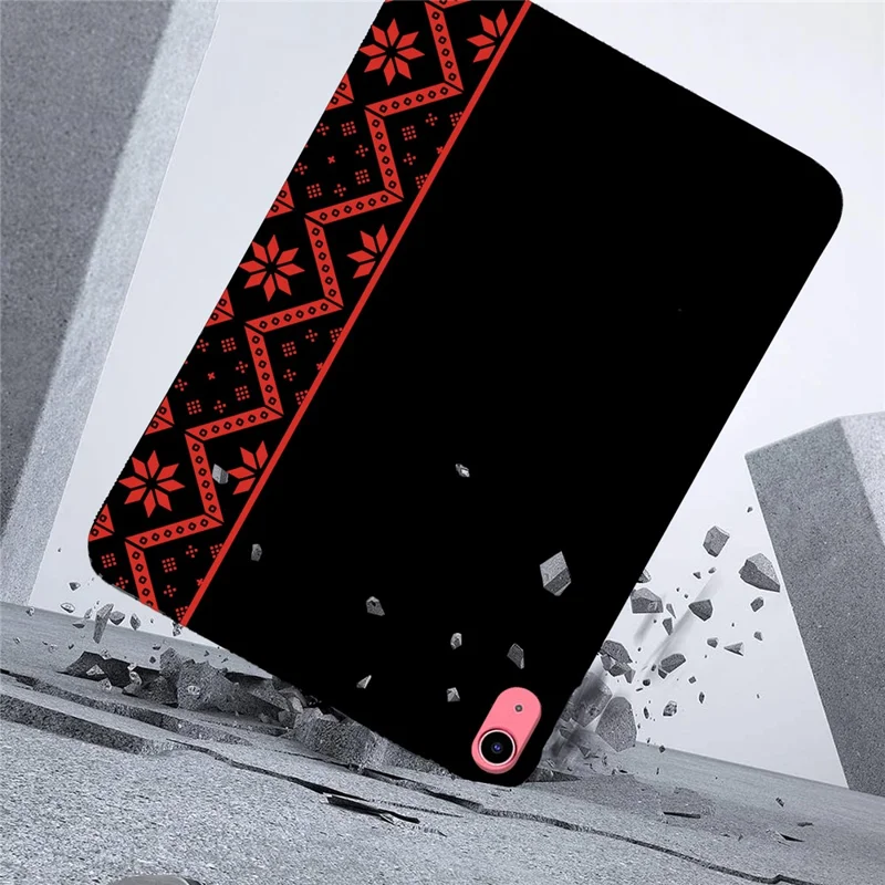 For iPad (2025) / iPad 10.9 (2022) Case Pattern Printing Soft TPU Tablet Cover - Red Ethnic Pattern